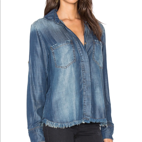 Bella Dahl Tops - Bella Dahl Frayed Hem Split Back Button Down shirt